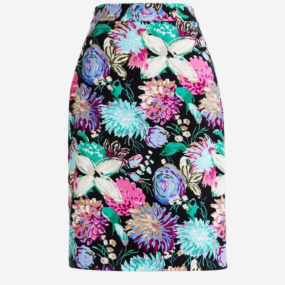 J. Crew Floral Printed Stretch Cotton Sateen Pencil Skirt